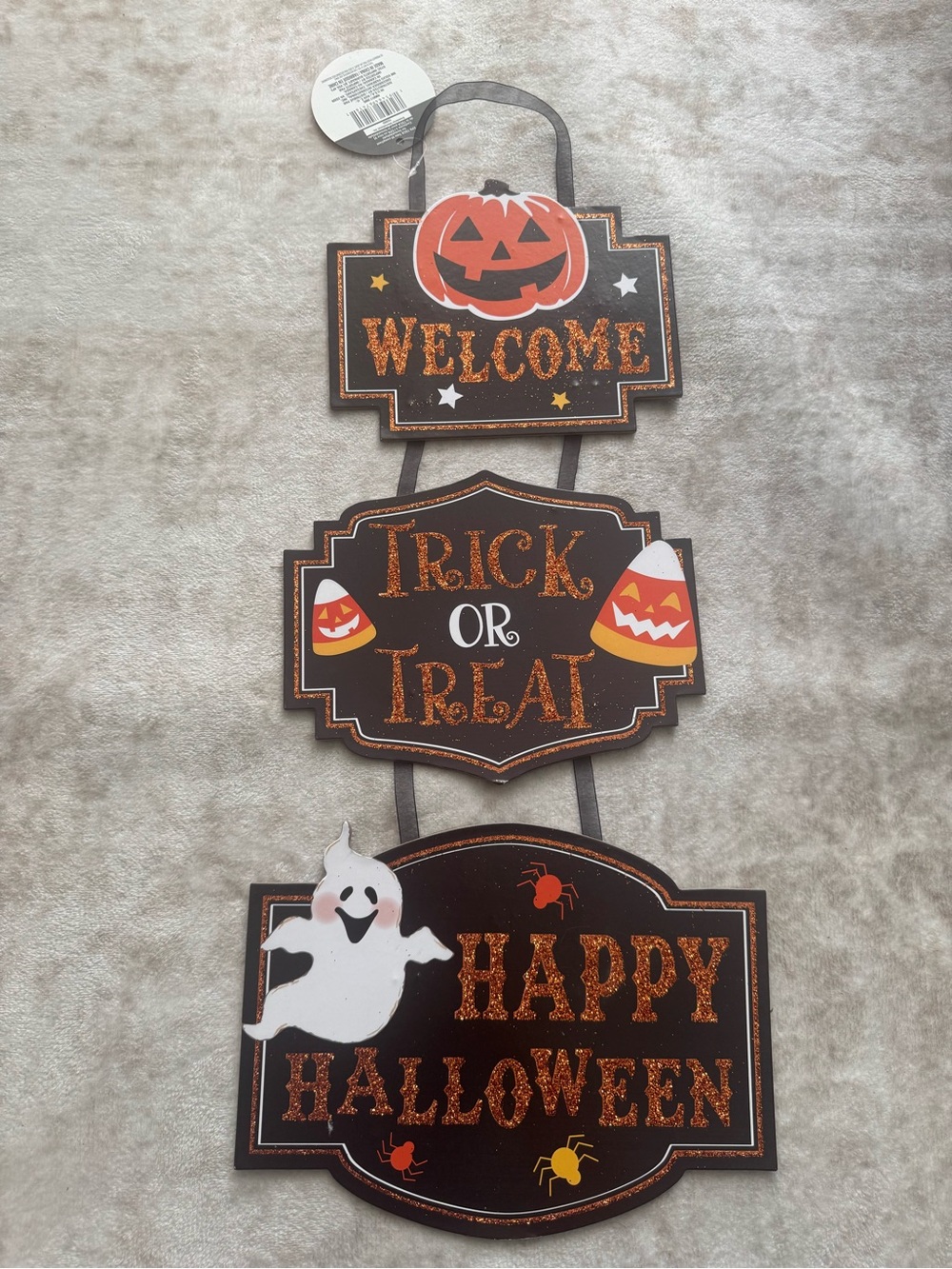 Halloween Hanging Sign Trio - Orange, Black -